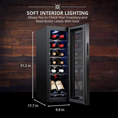 12 Bottle Compressor Wine Cooler Refrigerator w/Lock, Freestanding Wine Cellar, 41f-64f Digital Temperature Control,For Red Wine