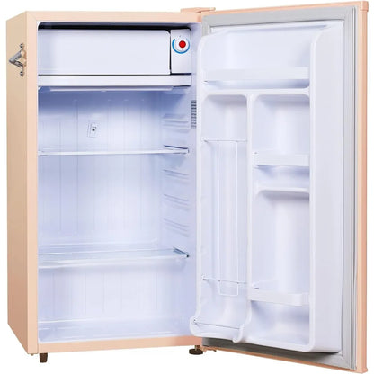 3.2 Cu Ft White Retro Bar Fridge, with Side Bottle Opener, Household Mini Refrigerator, Small Portable, Easy to Place