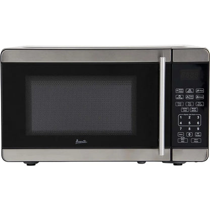 Microwave Oven 700-Watts Compact with 6 Pre Cooking Settings, Speed Defrost, Electronic Control Panel and Glass Turntable