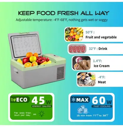 Mini Portable Freezer, 12 Volt Car Refrigerator, 10 Quart Fast Cooling, with 12/24V DC and 100-240V AC for Outdoor, Camping, RV