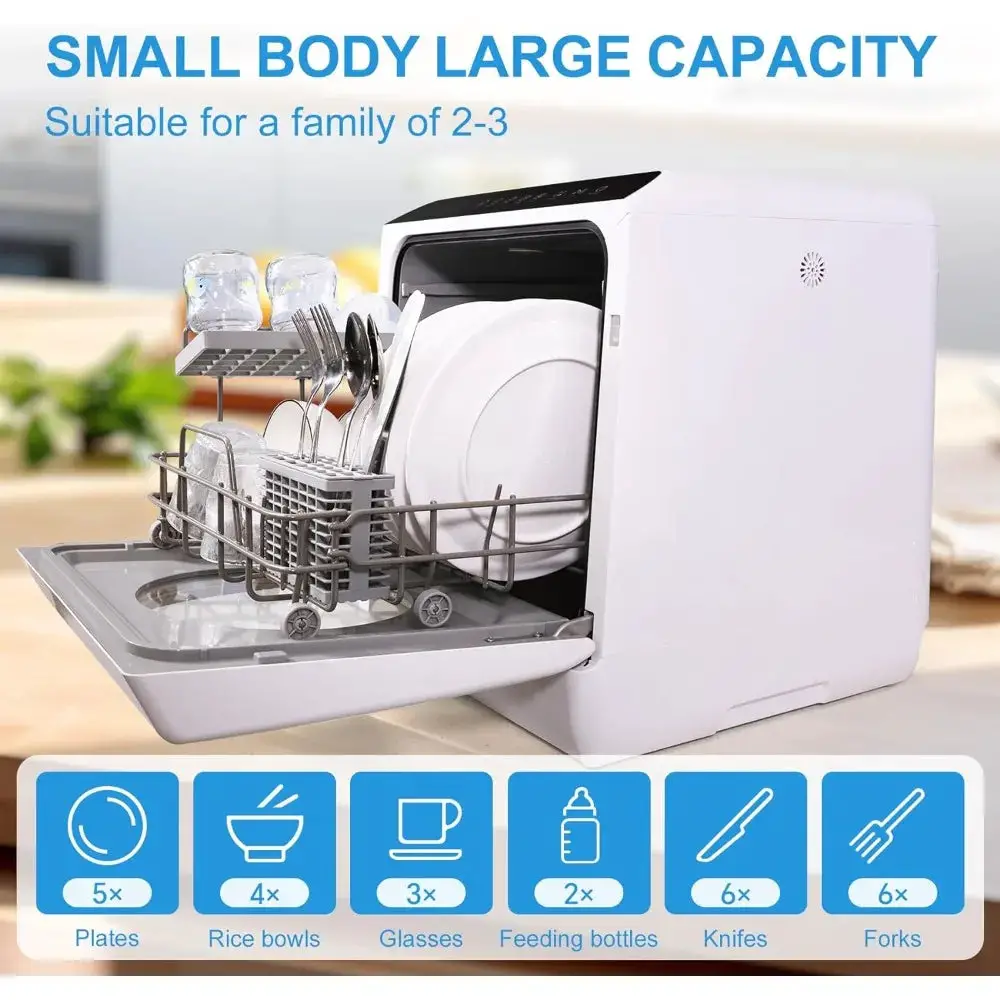 countertop dishwasher, countertop dishwasher with water tank, dishwasher with 5 wash programs,For apartments, dorms, offices, RV