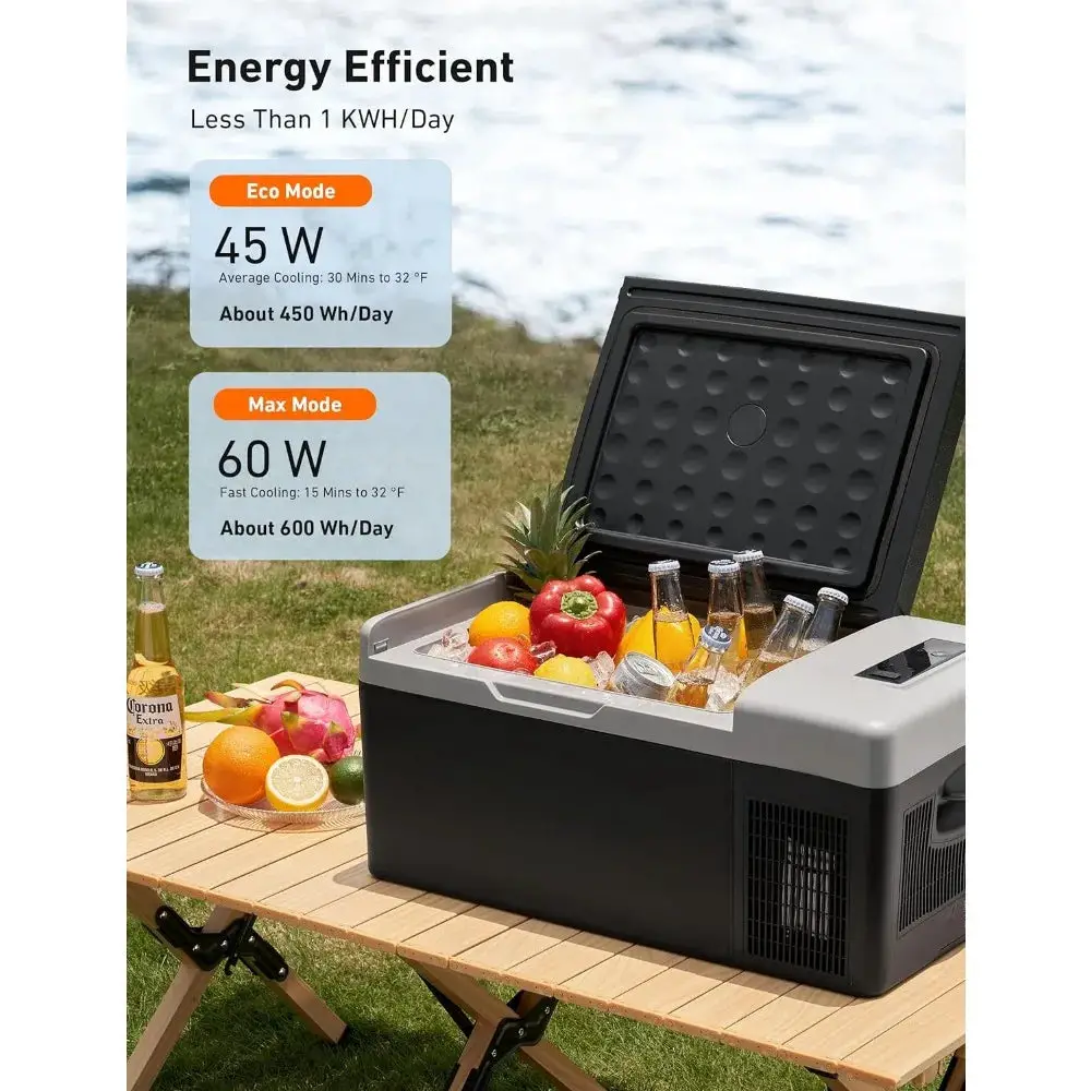 12 Volt Car Refrigerator, Portable Freezer 16 Quart Camping Fridge Cooler 15L (-4℉~68℉) with 12/24V DC & 110V AC for Car, RV