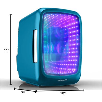 Mini Fridge, 4 Liter/6 Cans Small Refrigerator with LED Light, Gaming Light Up Mini Beverage Refrigerator, Stealth