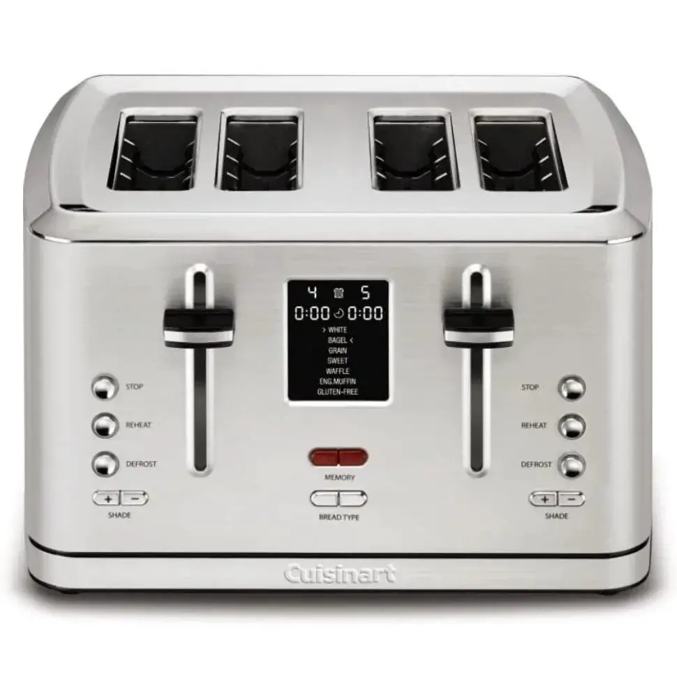 4-Slice Digital Toaster with Memory Set Feature, 7 Toast Setting, Defrost, Cancel Function, digital screen with countdown timer