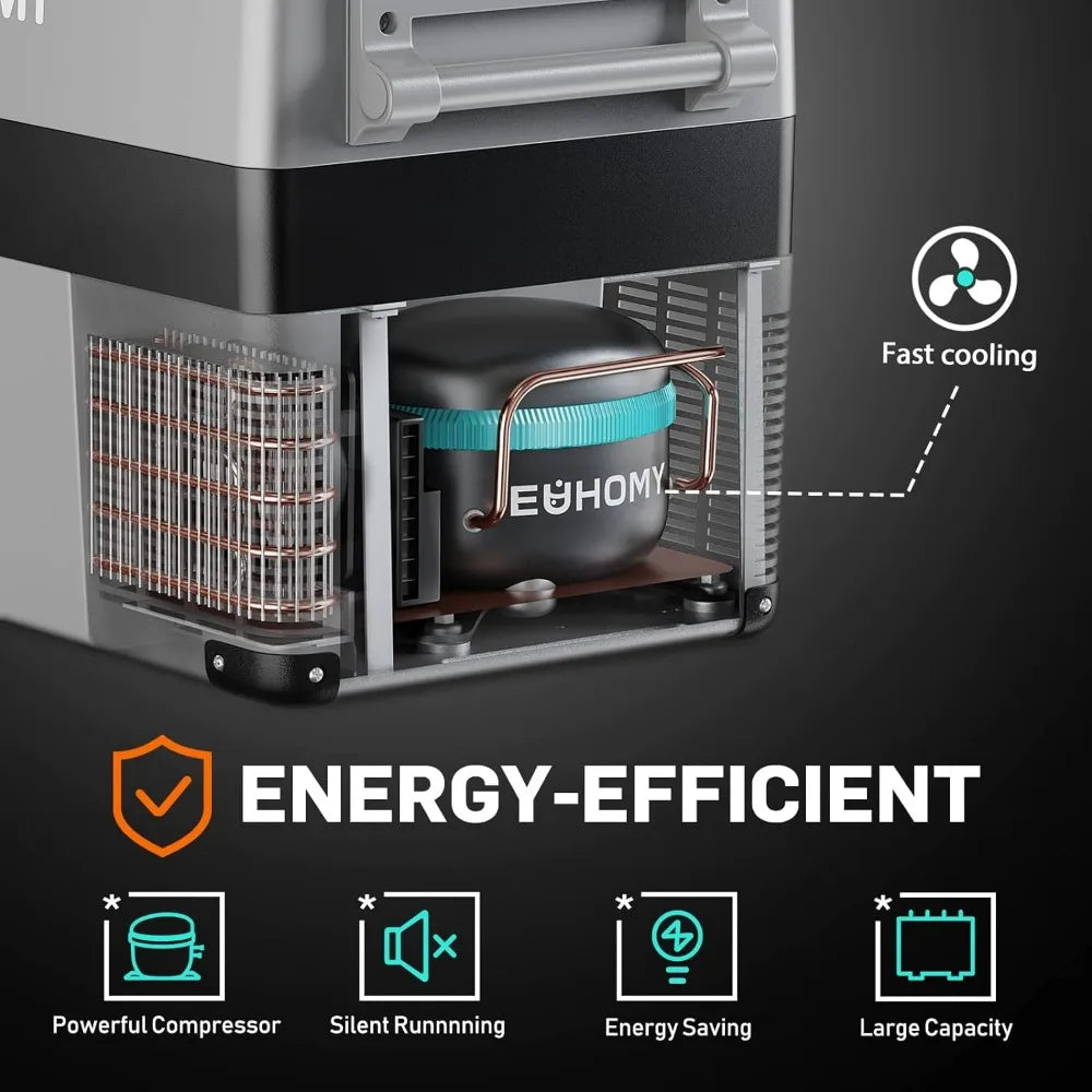 Lodówka samochodowa, 48QT (45L) Lodówka samochodowa elektryczna Chłodziarka APP Control, Lodówka 12V -4℉~68℉, Przenośna lodówka na kemping