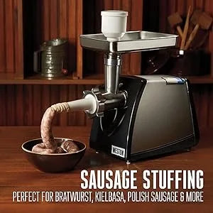 Electric Meat Grinder & Sausage Stuffer, No. 8, 650 Watt, 7/8 HP Motor, Grinds 3 lbs/Minute, Stainless Steel