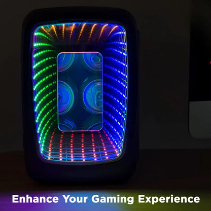 Mini Fridge, 4 Liter/6 Cans Small Refrigerator with LED Light, Gaming Light Up Mini Beverage Refrigerator, Stealth