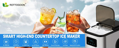 Ice Maker Countertop, Portable Ice Maker Machine, 28lbs/24Hrs, with Self Cleaning, Time Reservation, Include Scoop & Basket