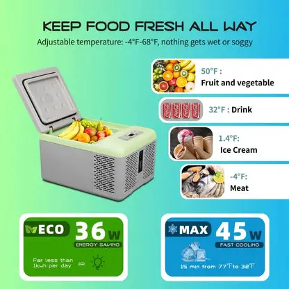 Mini Portable Freezer, 12 Volt Car Refrigerator, 10 Quart Fast Cooling, with 12/24V DC and 100-240V AC for Outdoor, Camping, RV