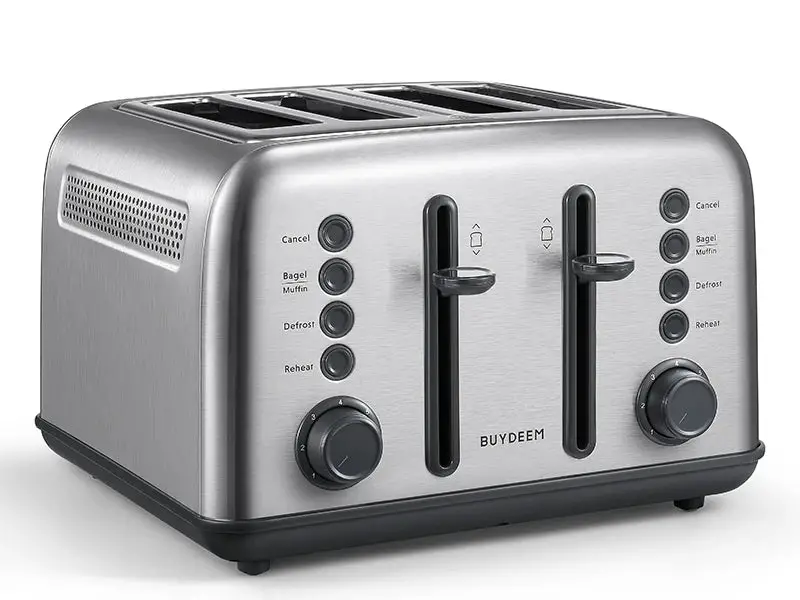 4-Slice Toaster, Extra Wide Slots, Retro Stainless Steel with High Lift Lever, Removal Crumb Tray, 7-Shade Settings