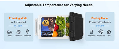 12 Volt Car Refrigerator, Portable Freezer 12V Fridge 58 Quart (55L) Electric Cooler -4℉~68℉ with 12/24V DC & 110V AC for Car