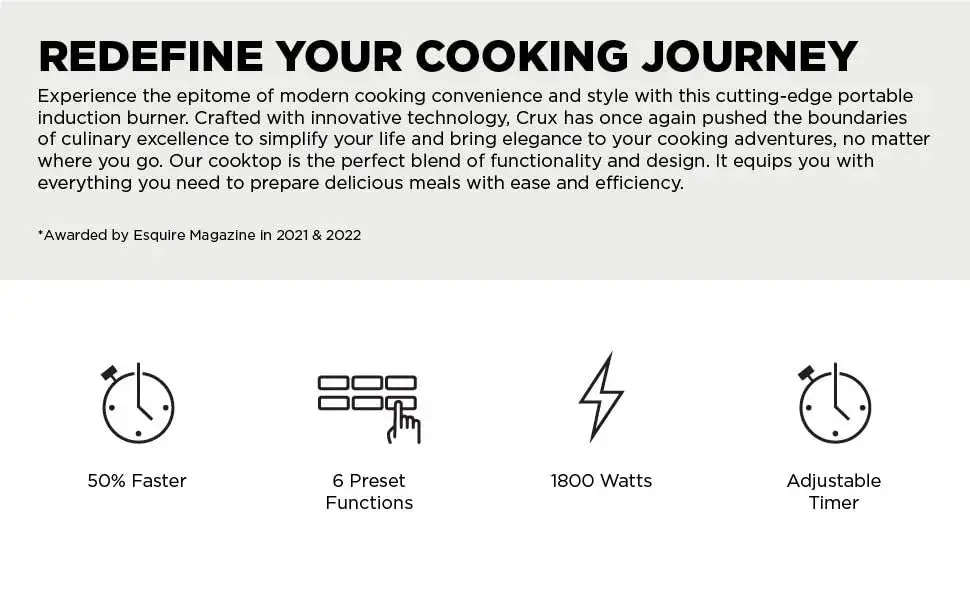 Induction Cooktop, Electric Hot Plate, Programmable Single Burner with Touchscreen LCD Display, Temperature Control, 1800 W