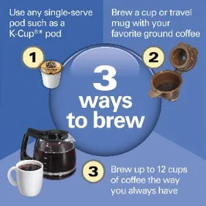 Single Serve & Full 12c Pot Coffee Machine Espresso Coffee Maker Compatible With K-Cup Pods or Grounds Black - Fast Brewing Home