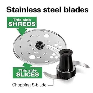 Stack & Snap Food Processor and Vegetable Chopper, BPA Free, Stainless-Steel Blades, 12 Cup Bowl, 2-Speed 450-Watt Motor, Black