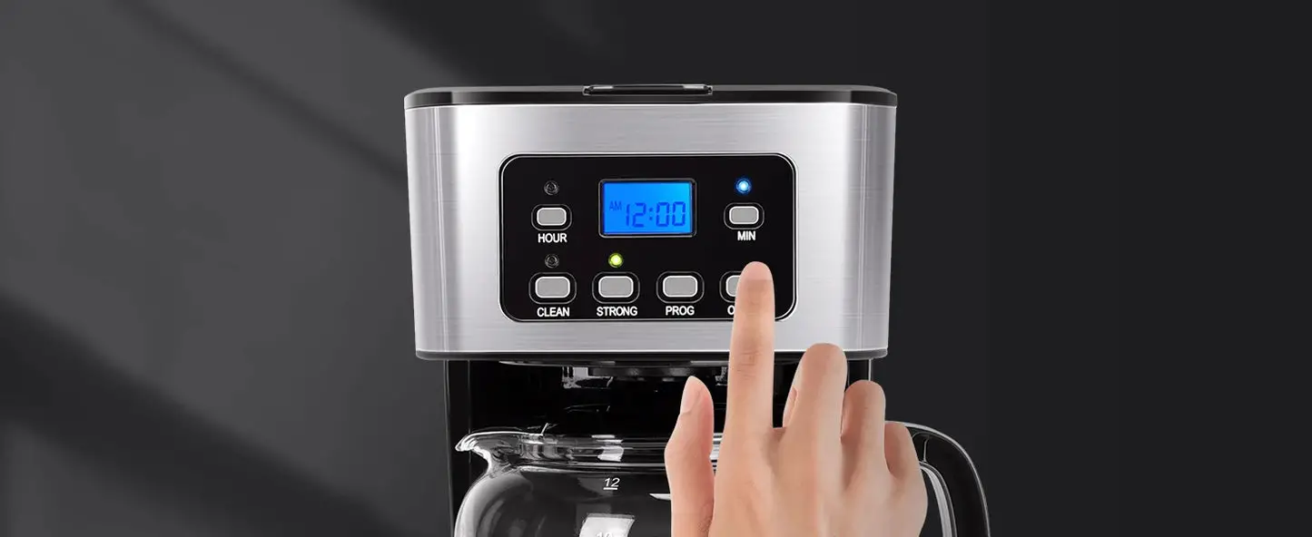 12-Cup Programmable Coffee Maker, Brew Drip Coffee Machine, Pause & Serve, Auto Shut Off, Black & Stainless Steel