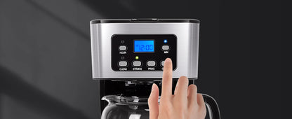 12-Cup Programmable Coffee Maker, Brew Drip Coffee Machine, Pause & Serve, Auto Shut Off, Black & Stainless Steel