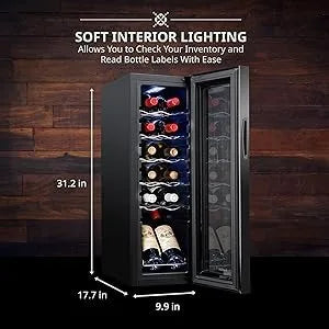 12 Bottle Compressor Wine Cooler Refrigerator w/Lock, Freestanding Wine Cellar, 41f-64f Digital Temperature Control,For Red Wine