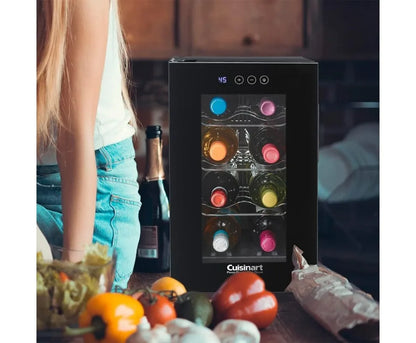 8-Bottle Private Reserve Wine Cellar, Wine Cooler Refrigerator, LED temperature display Touchscreen controls, Black