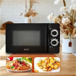 Black Microwave, with Rotary Switch Knob, 700W Countertop Small Microwave, with Microwave Turntable Plate, 6 Level Power