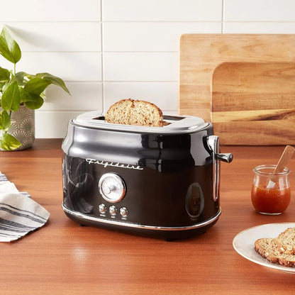 2 Slice Toaster, Wide Slot for Bread, English Muffins, and Bagels, 5 Adjustable Toast Settings, Cancel and Defrost, 900w, Black.