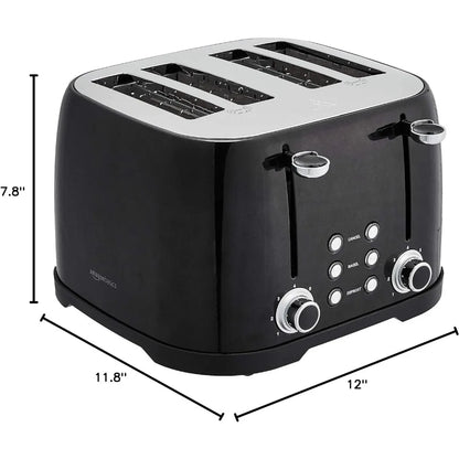 4 Slot Toaster - Black Toaster for Bread Toast Machine Cooking Appliances Kitchen Home