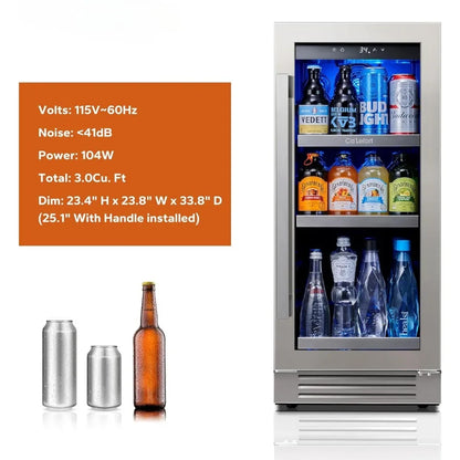 Independent 15 inch beverage refrigerator, capable of storing 100 cans of beverages. Refrigerator 34 ° F -54 ° F