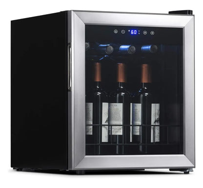 Compact Wine Cooler Refrigerator, 16 Bottle Capacity, Freestanding Countertop Wine Cellar in with UV Protected Glass Door