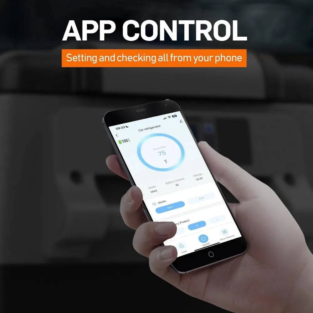 Lodówka samochodowa, 48QT (45L) Lodówka samochodowa elektryczna Chłodziarka APP Control, Lodówka 12V -4℉~68℉, Przenośna lodówka na kemping