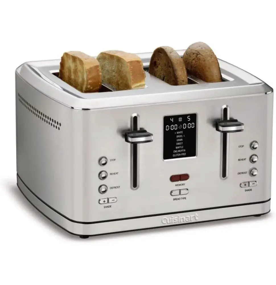 4-Slice Digital Toaster with Memory Set Feature, 7 Toast Setting, Defrost, Cancel Function, digital screen with countdown timer