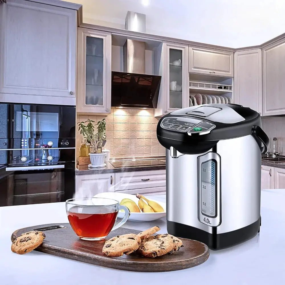 Electric Water Boiler and Warmer - 4L Stainless Steel Hot Water Dispenser w/ Rotating Base, Auto Shut Off, Safety Lock,Household