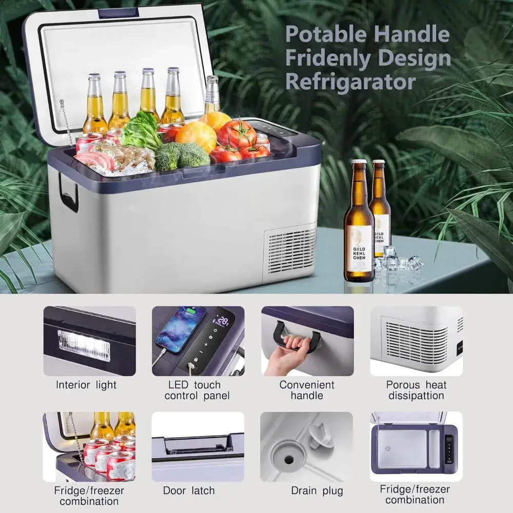 12 Volt Car Refrigerator, 27 Quart (25L) Car Fridge Portable Freezer (-4℉-68℉), 12/24V DC & 100V-240V AC, WIFI APP Control