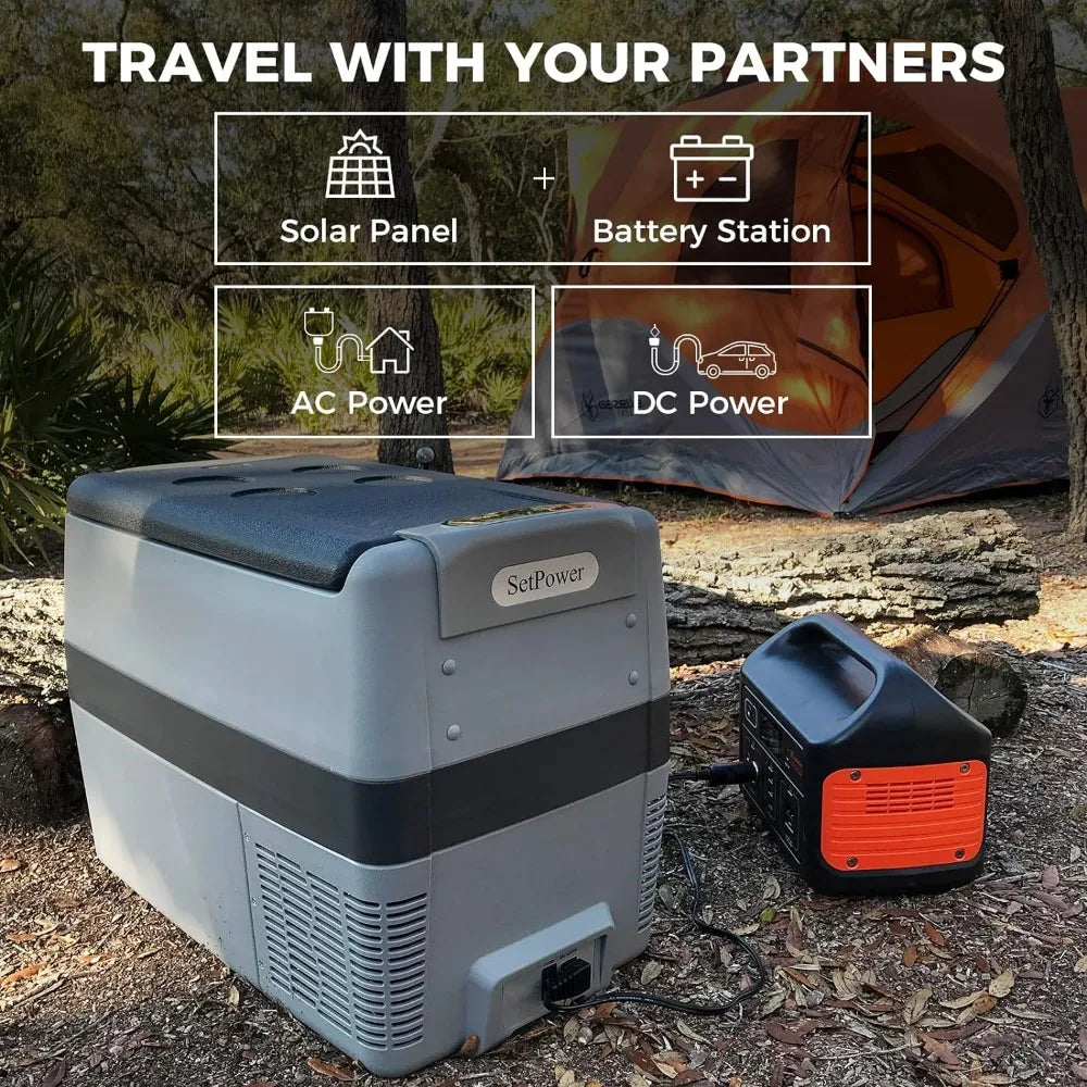 Przenośna lodówka, przenośna zamrażarka, 42 kwarty (40 l) elektryczna chłodziarka, lodówka samochodowa, kabel 12/24 V DC i 110/240 V AC, lodówka samochodowa