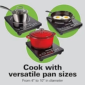 Portable Single Induction Cooktop Countertop Burner Hot Plate with Fast Heating Mode, 1800 Watts, 10 Temperature Settings