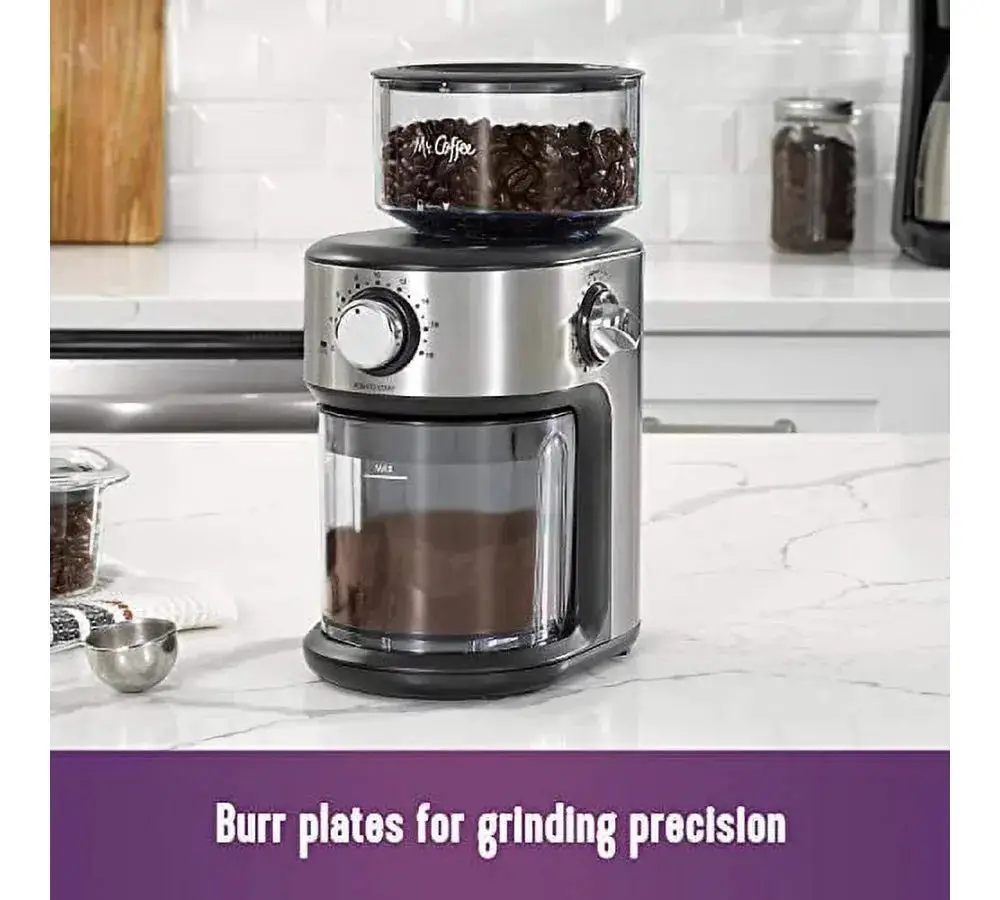 Cafe Grind 18 Cup Automatic Burr Grinder, Stainless Steel, Coffee Grinder, Small and Easy to Carry Electric Grinder