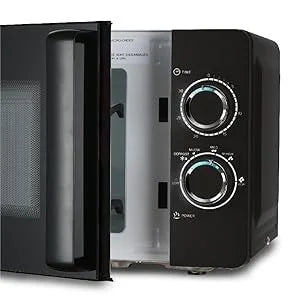 Black Microwave, with Rotary Switch Knob, 700W Countertop Small Microwave, with Microwave Turntable Plate, 6 Level Power