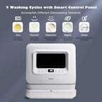 Portable Countertop Dishwasher, with 7.5 L Built-in Water Tank, 360° Dual Spray Arms,Air-Dry Function,Child Lock,Mini Dishwasher