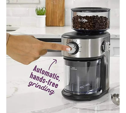 Cafe Grind 18 Cup Automatic Burr Grinder, Stainless Steel, Coffee Grinder, Small and Easy to Carry Electric Grinder