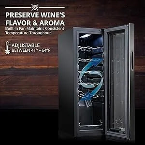 12 Bottle Compressor Wine Cooler Refrigerator w/Lock, Freestanding Wine Cellar, 41f-64f Digital Temperature Control,For Red Wine