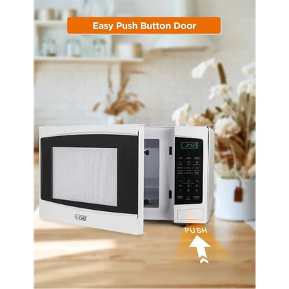 Microwave with 10 Power Levels, 1000W with Push Button Door Lock, Microwave with Microwave Turntable and Digital Controls