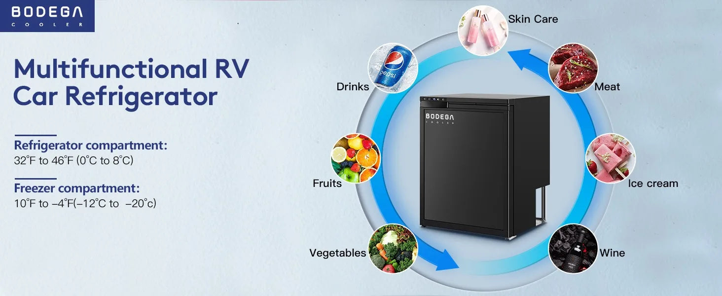 Lodówka kempingowa WIFI APP Control, 65L (2.3cu.ft.) Lodówka kempingowa z zamrażarką, 12 V lodówka samochodowa z zamkiem, (4℉-46℉) lodówka podróżna