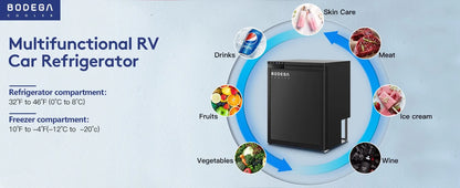 RV Refrigerator WIFI APP Control,65L (2.3cu.ft.) RV Fridge Freezer,12 Volt Car Refrigerator with Lock, (4℉-46℉) Travel Fridge