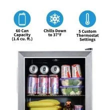 Mini Fridge Beverage Refrigerator and Cooler, Up To 60 Cans, Cools to 37 Degrees Perfect For Beer, Wine, Soda, and Pop