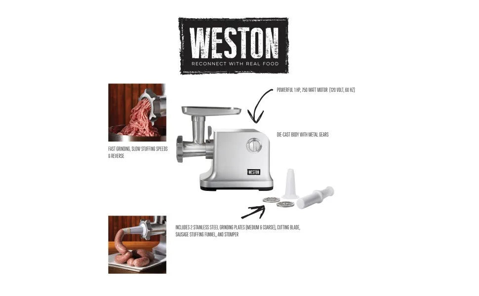 lectric Meat Grinder & Sausage Stuffer, 750 Watt, 1 HP Motor, Grinds 4 lbs Per Minute, Silver, kitchenware