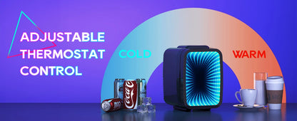 Mini Fridge, 4 Liter/6 Cans Small Refrigerator with Dimmable LED Light,AC/DC Thermoelectric Cooler and Warmer Gaming mini fridge