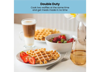 Double Waffle Maker, 6-Inch,2 at a time, 7 Shade Temp Control, Non-Stick, Stainless Steel, mini waffle maker