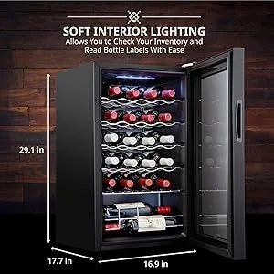 24 Bottle Compressor Wine Cooler Refrigerator w/Lock, For Red, White, Champagne or Sparkling Wine, Digital Temperature Control