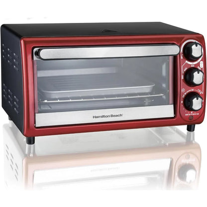 4-Slice Toaster Oven, Red