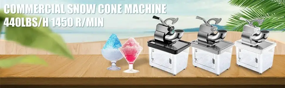 Commercial Ice Crusher, 300W Electric Snow Cone Machine with Dual Blades, Stainless Shaved Ice Machine with Safety On/Off Switch