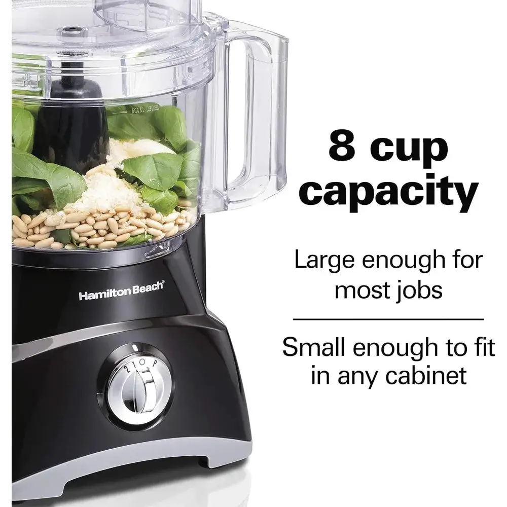 Food Processor & Vegetable Chopper for Slicing, Shredding, Mincing, and Puree, 8 Cup, 2 Speeds Plus Pulse and 450 Watts, Black