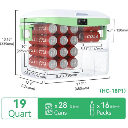 Car Fridge Portable 12V Refrigerator 19 Quart (18 Liter) 12 Volt Freezer Compressor Cooler 12V/24V DC 110～240 V AC for Truck RV